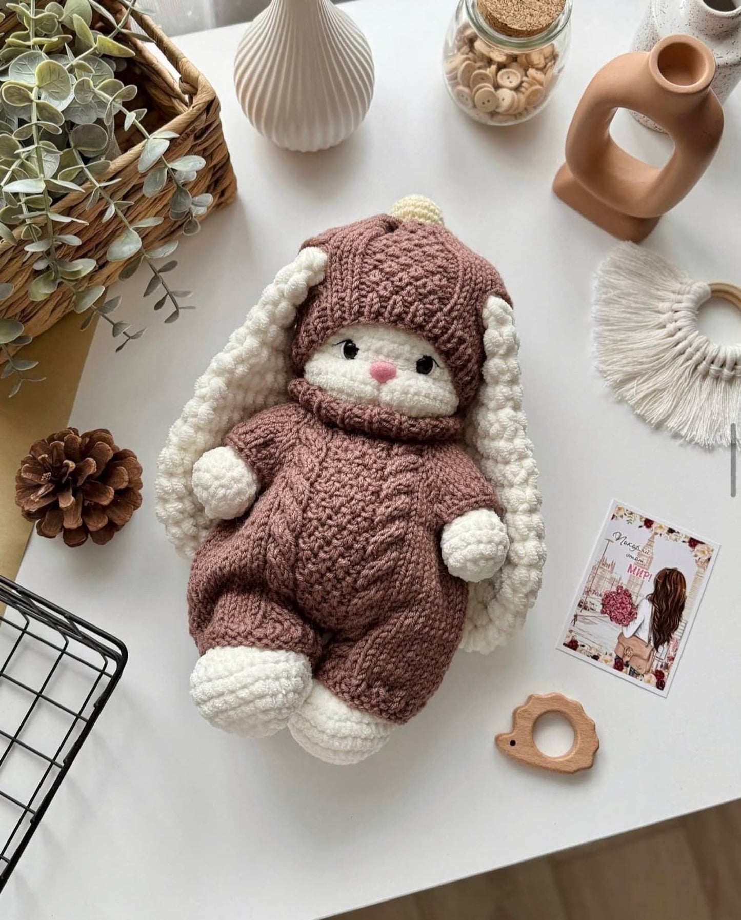 Bear & Bunny Bundle With Knitted Clothes Set