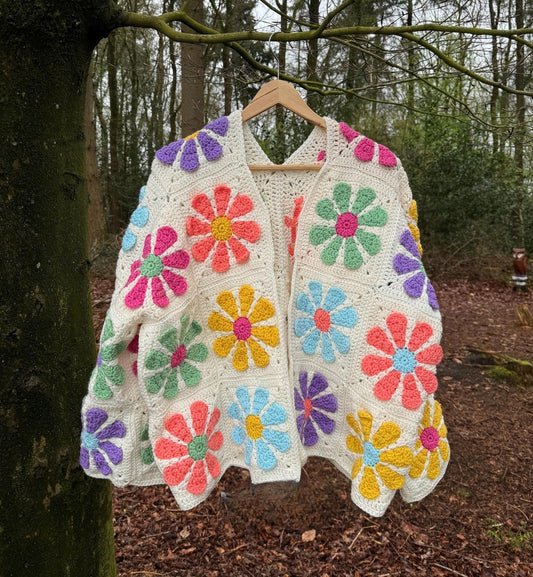 Vintage Daisy Granny Square Cardigan Crochet Pattern