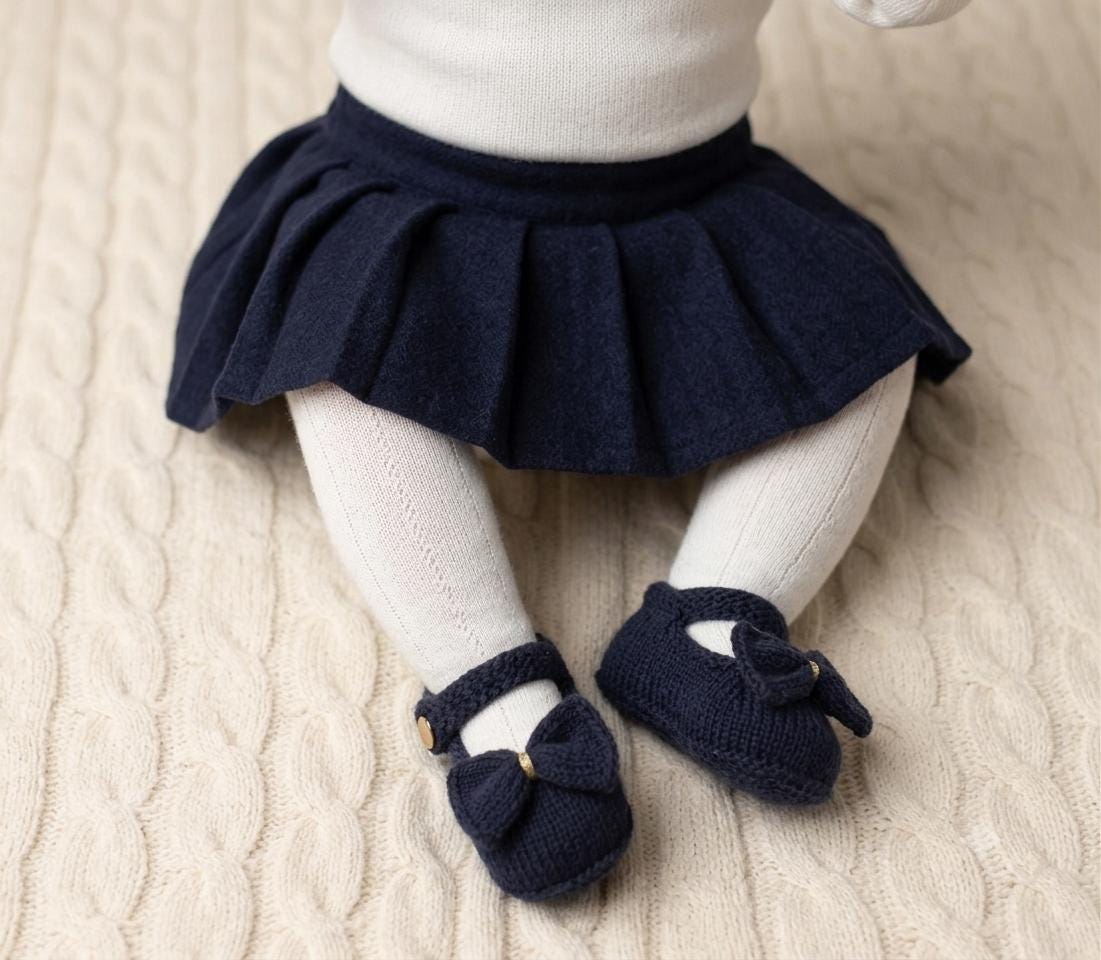 Mary Jane Baby Booties Knitting Pattern