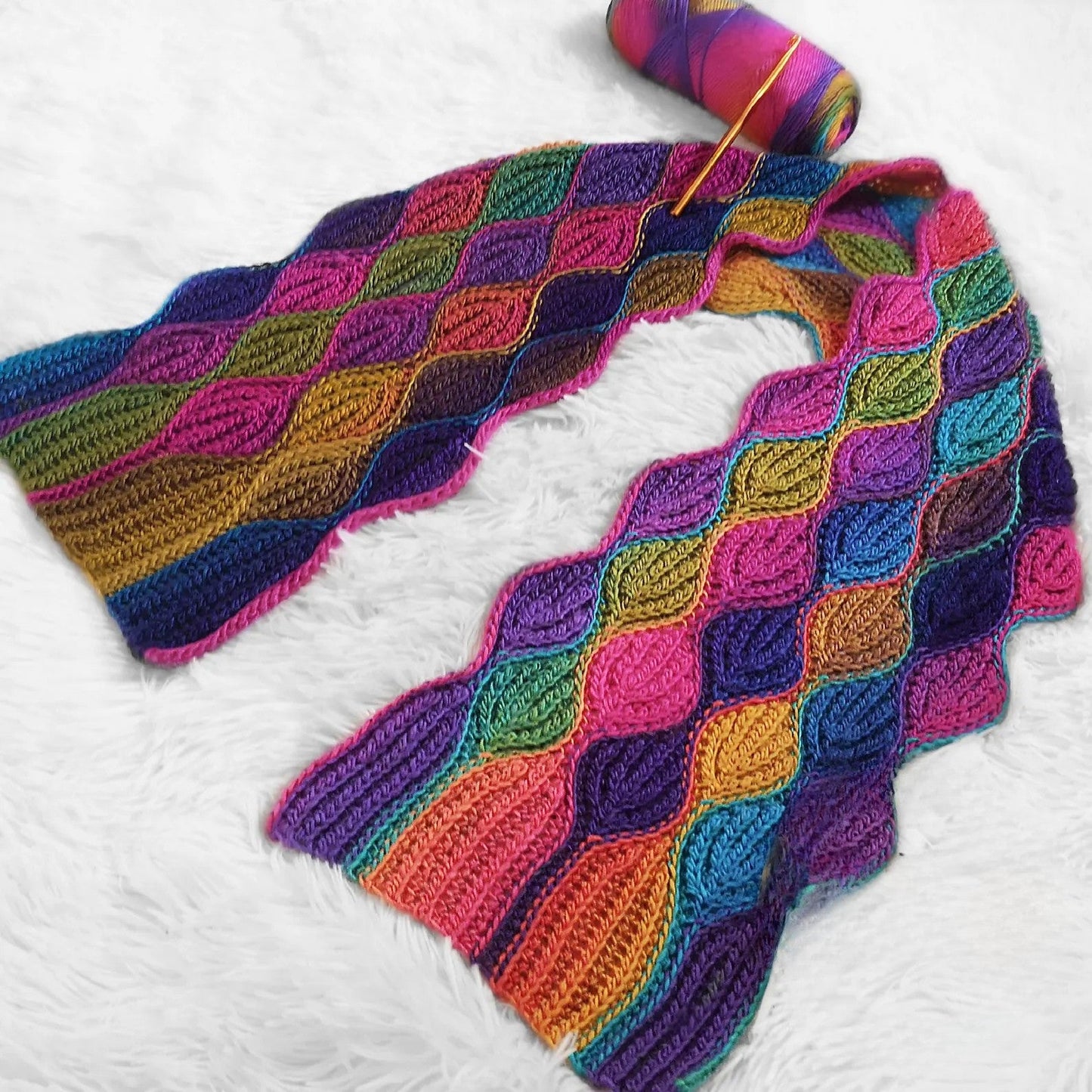 ASPEN Leaves Knit-Look Scarf Crochet Pattern