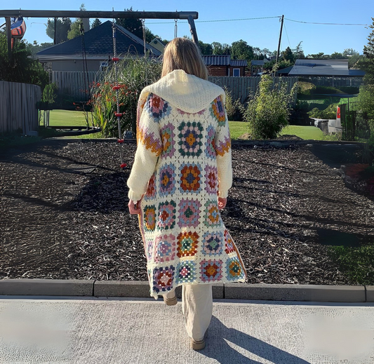 Easy Long granny square cardigan Crochet Pattern