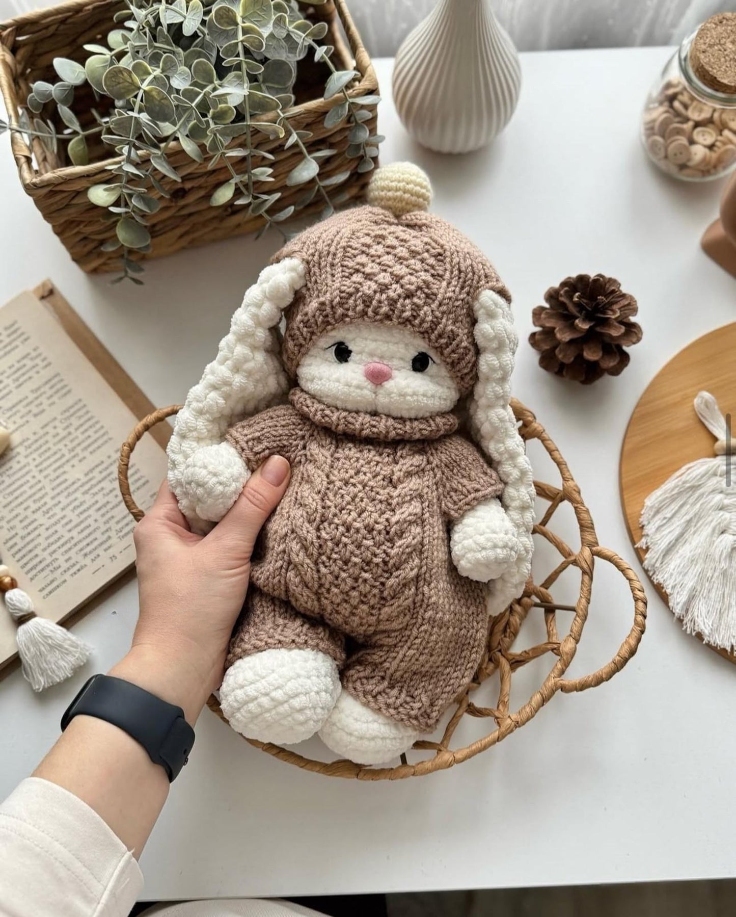 Bear & Bunny Bundle With Knitted Clothes Set