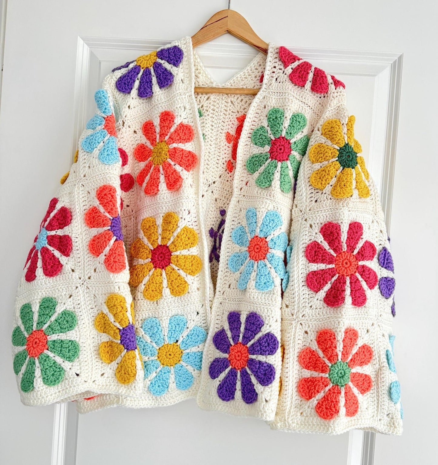 Vintage Daisy Granny Square Cardigan Crochet Pattern