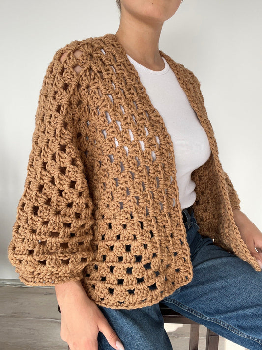 Classic Granny Hexagon Cardigan Crochet Pattern