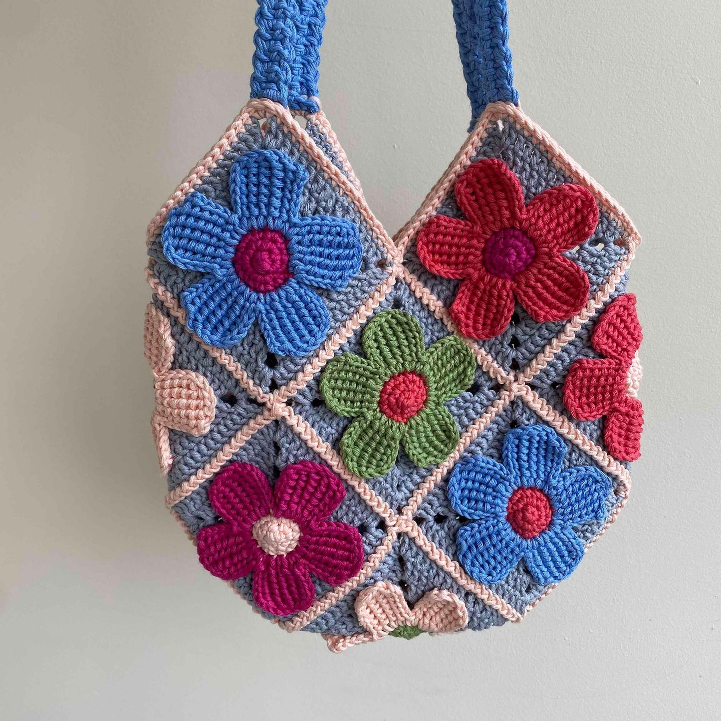 Rose Bag Granny Square Crochet Pattern