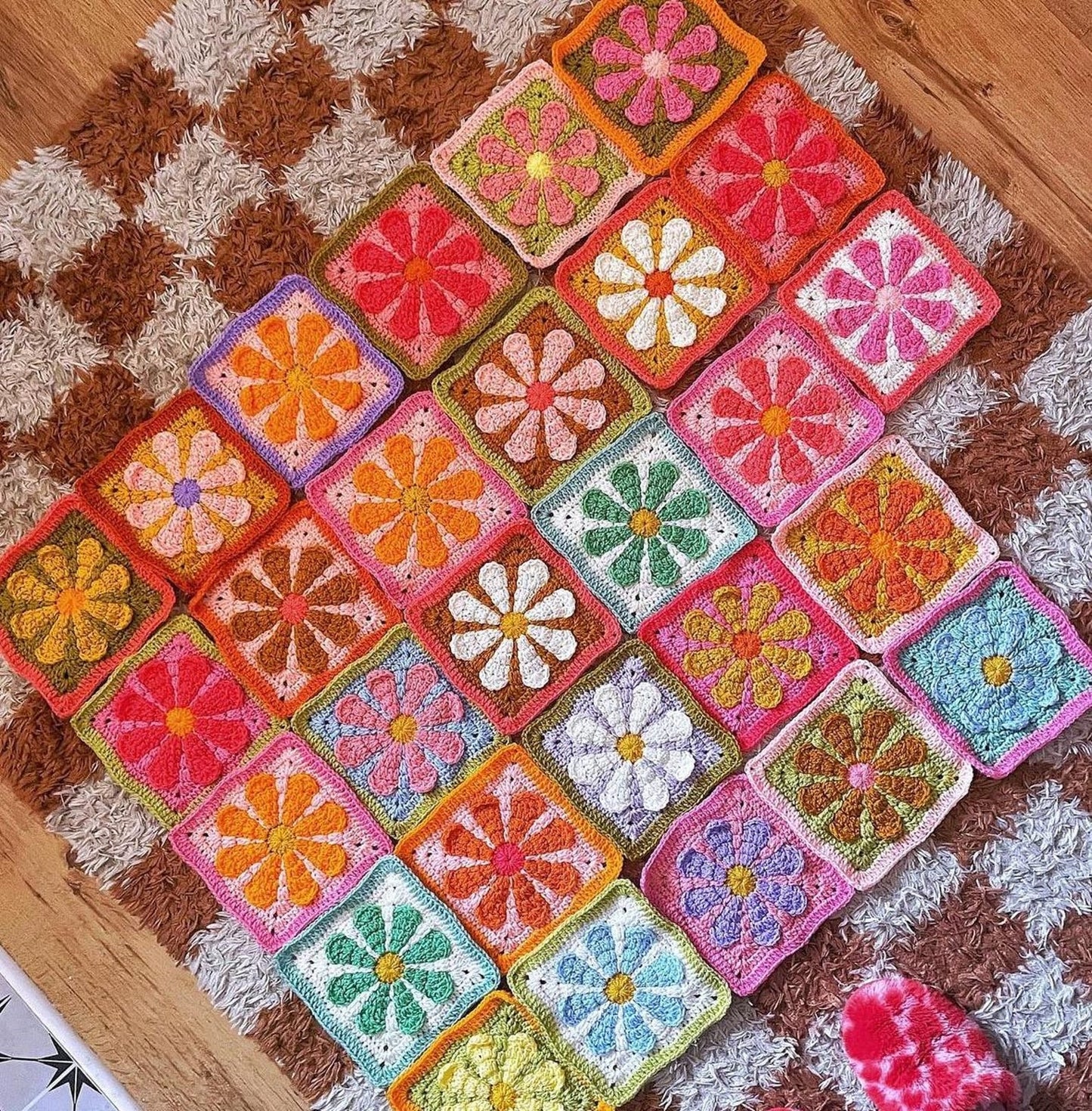 3D Crochet flower Granny Square Pattern