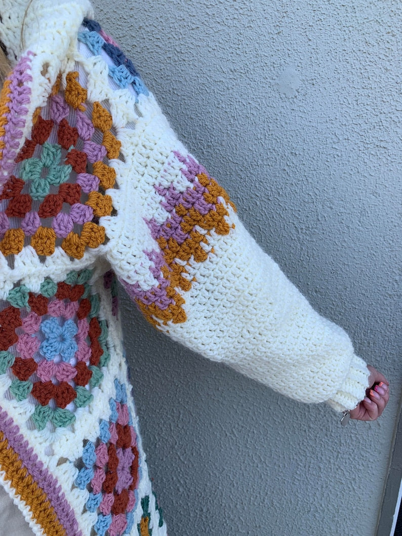 Easy Long granny square cardigan Crochet Pattern