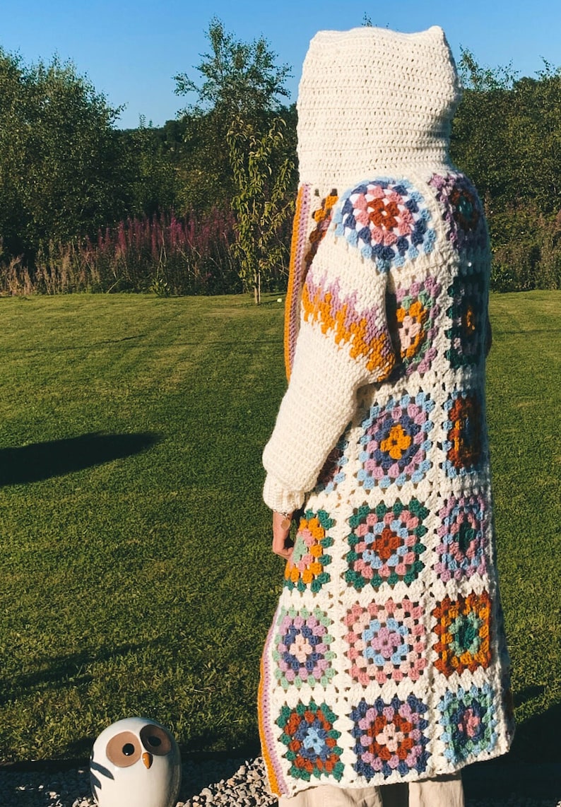 Easy Long granny square cardigan Crochet Pattern