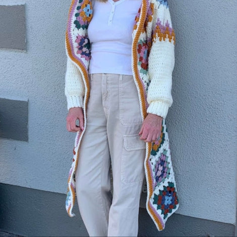 Easy Long granny square cardigan Crochet Pattern