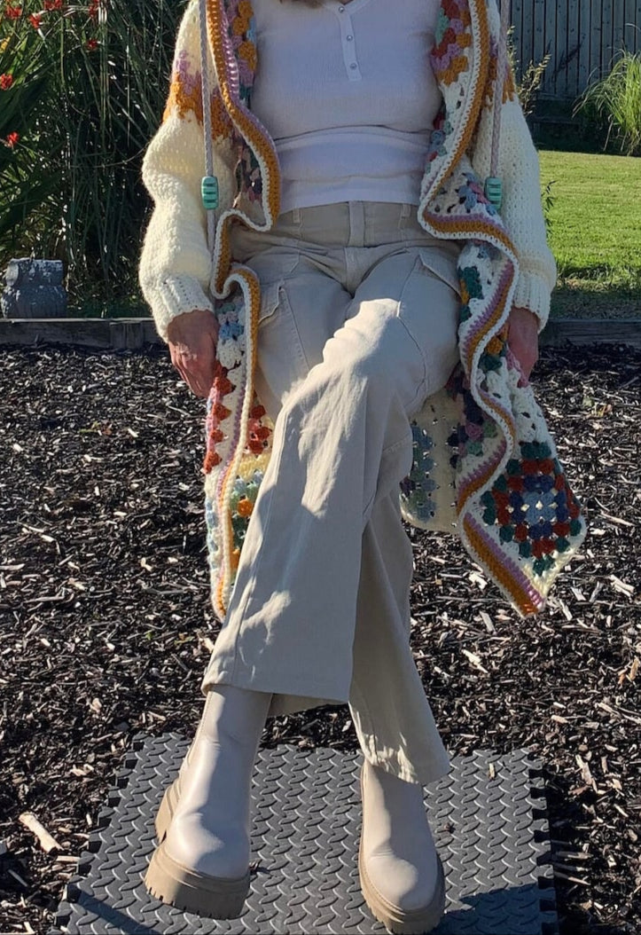 Easy Long granny square cardigan Crochet Pattern