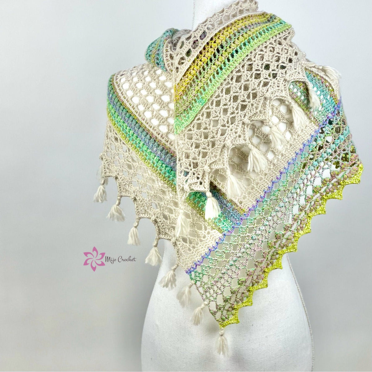 Textured Lace Triangle Shawl Crochet Pattern