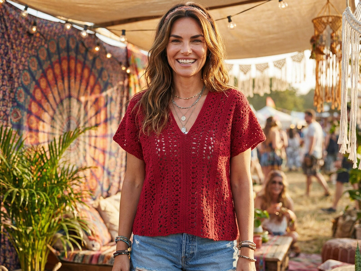Boho Lace V Neck Blouse Crochet Pattern