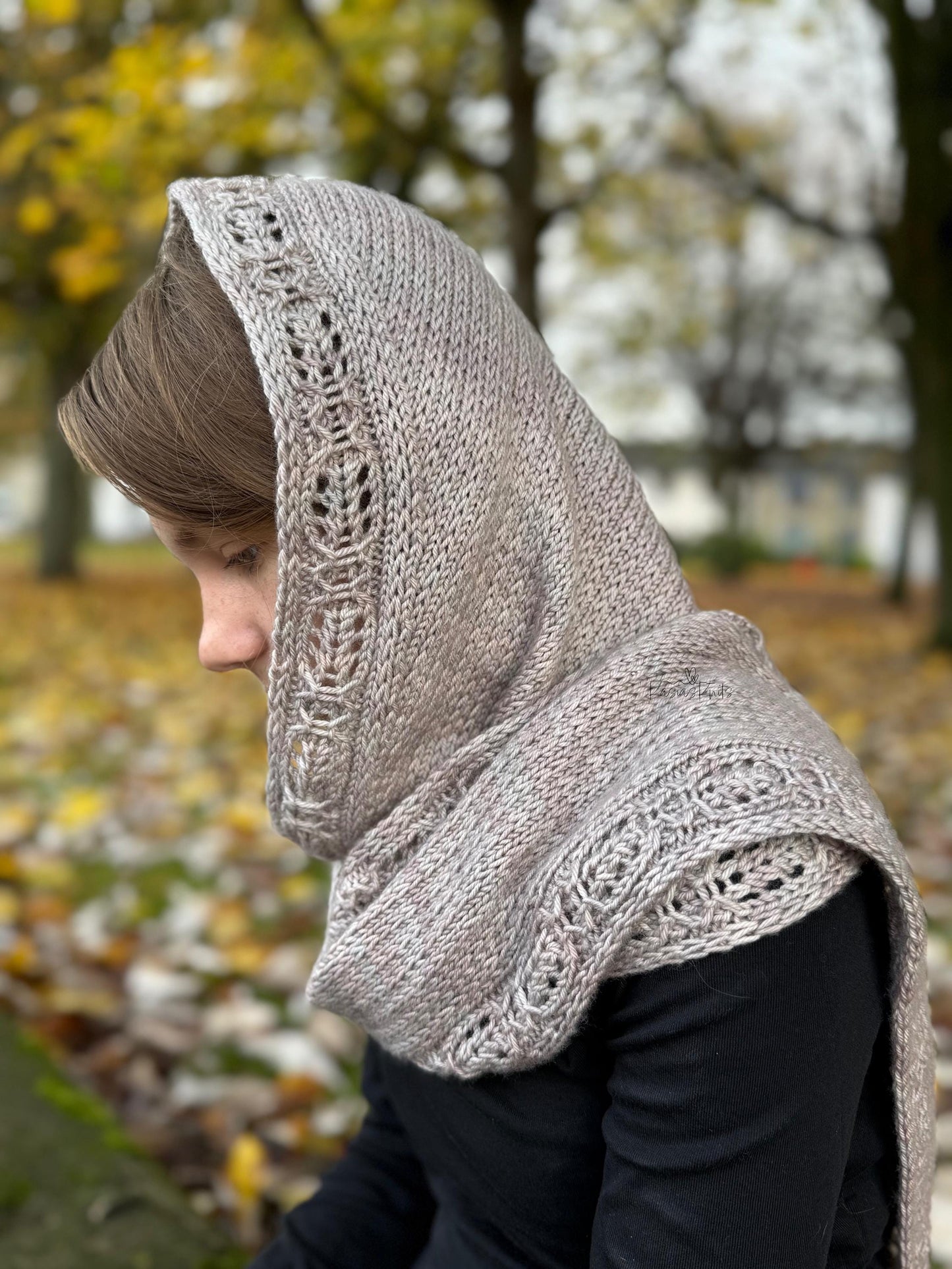 Textured Hooded Shawl Knitting Pattern