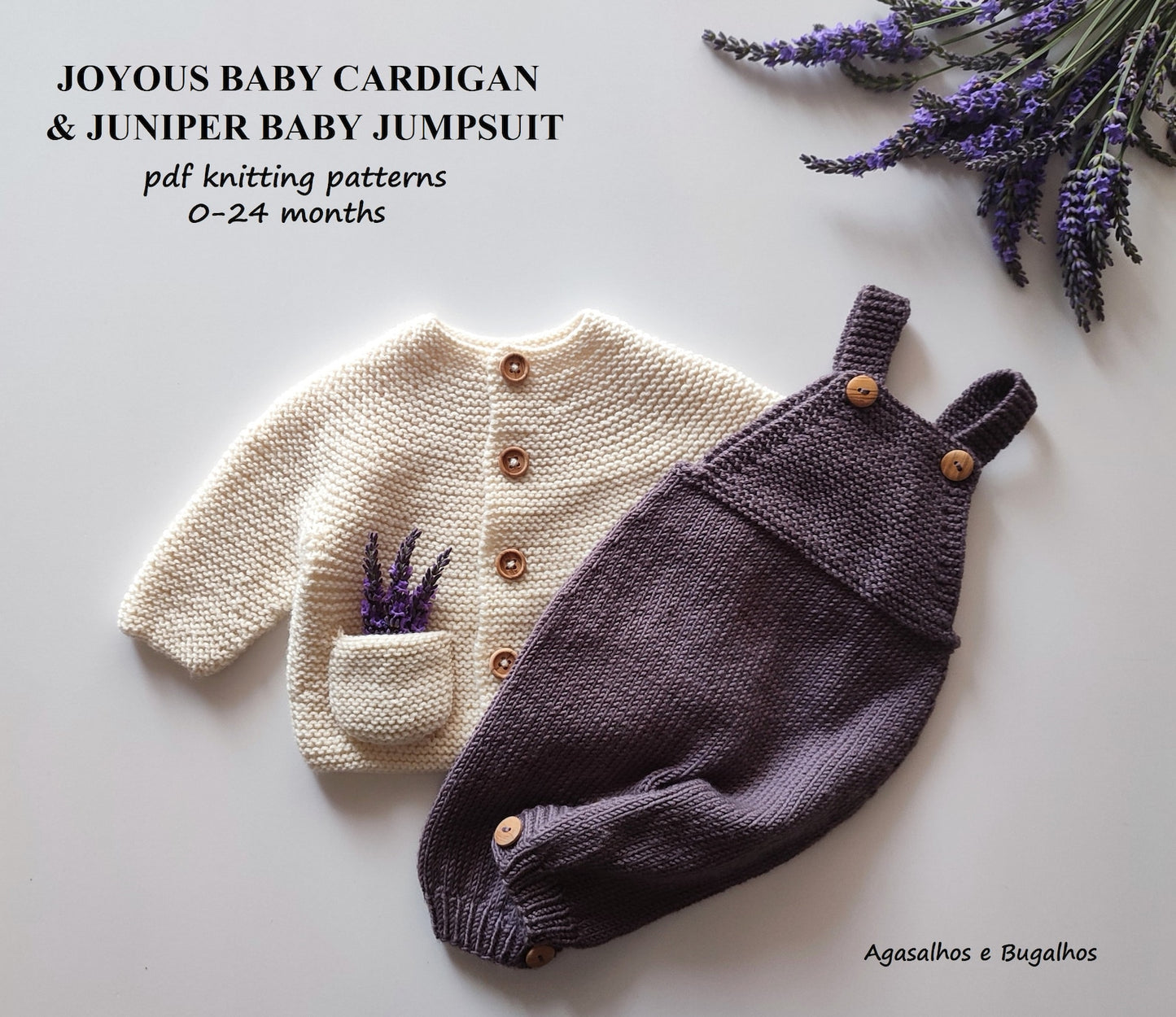 Joyous Baby Cardigan and Juniper Baby Jumpsuit Knitting Pattern