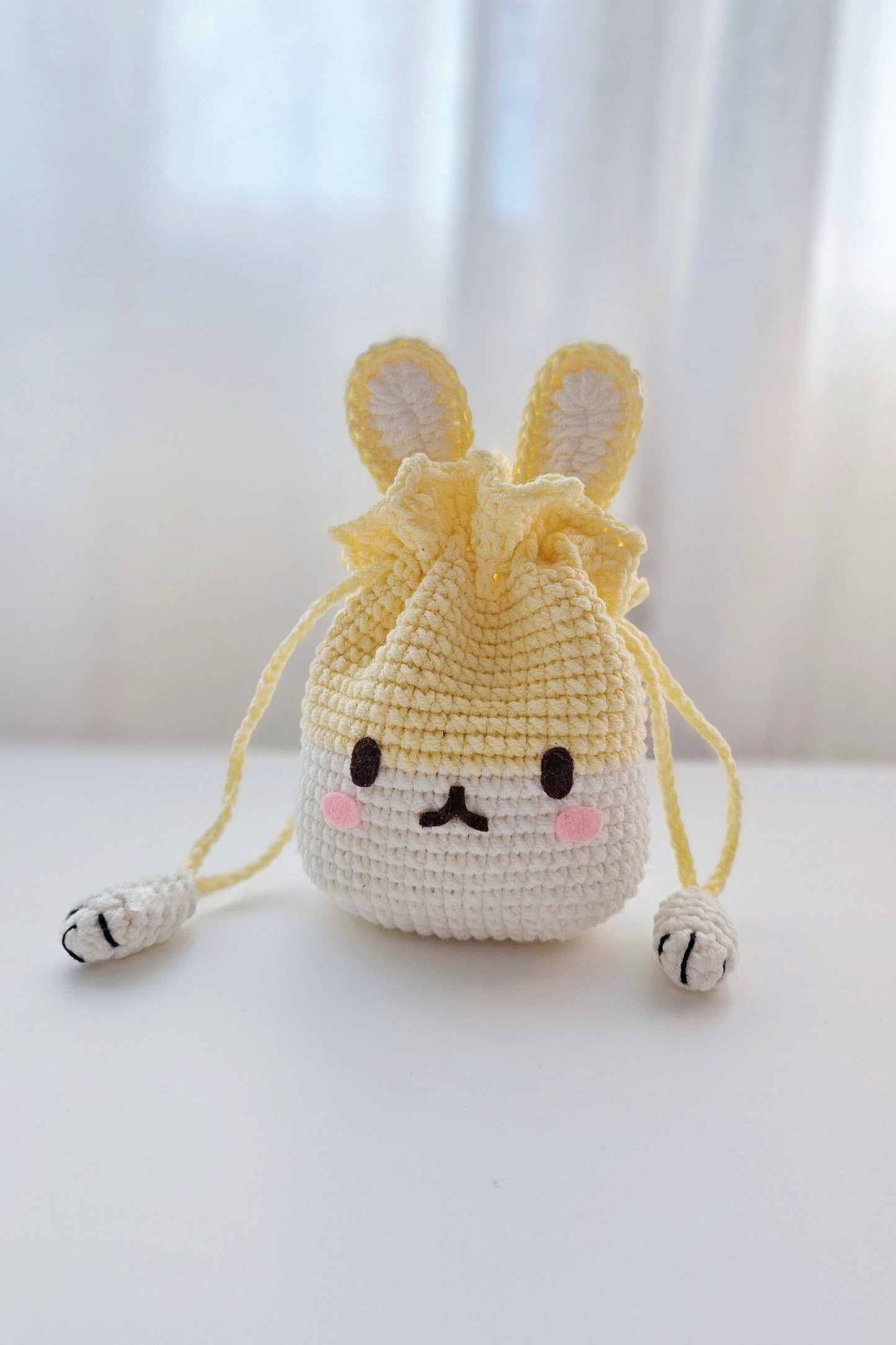 Bunny & Cat Drawstring Pouch Bags Crochet Pattern