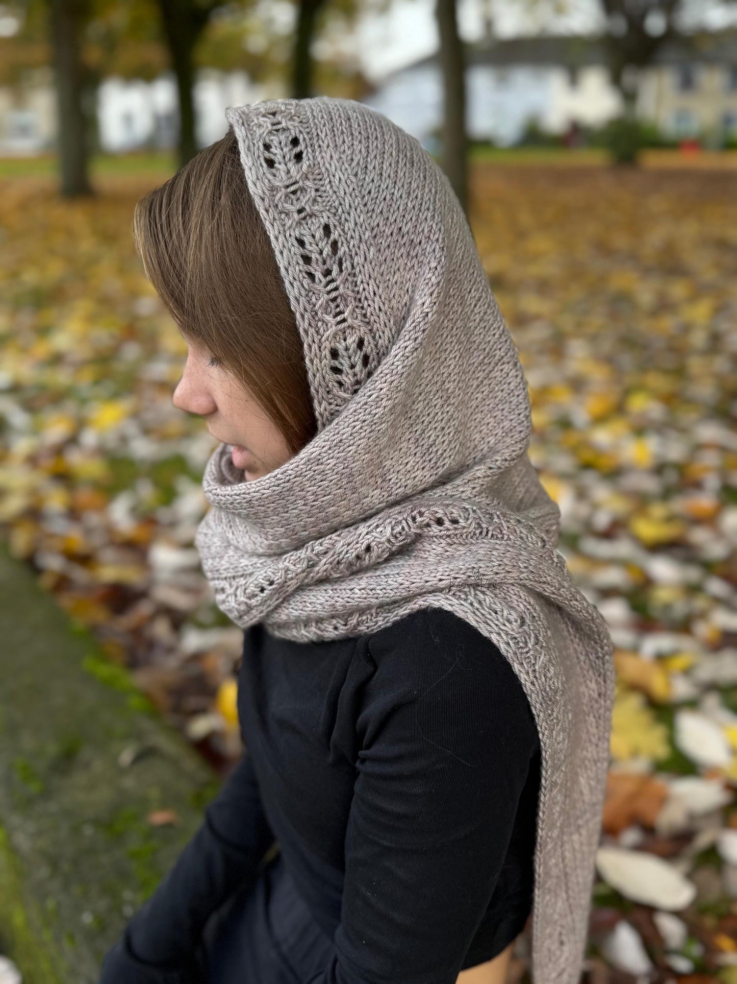 Textured Hooded Shawl Knitting Pattern