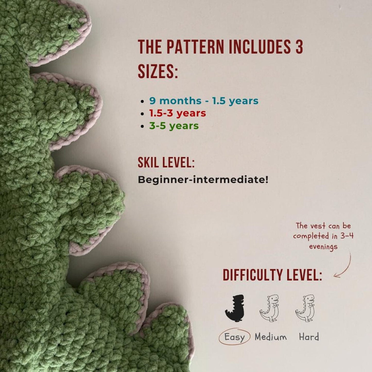 KIDS' Dinosaur Vest Crochet Pattern