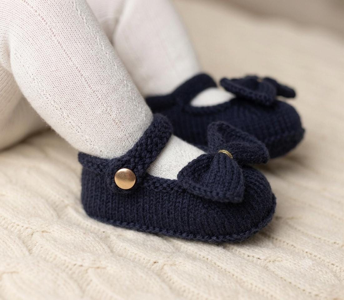 Mary Jane Baby Booties Knitting Pattern