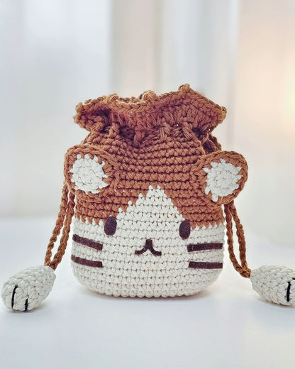 Bunny & Cat Drawstring Pouch Bags Crochet Pattern