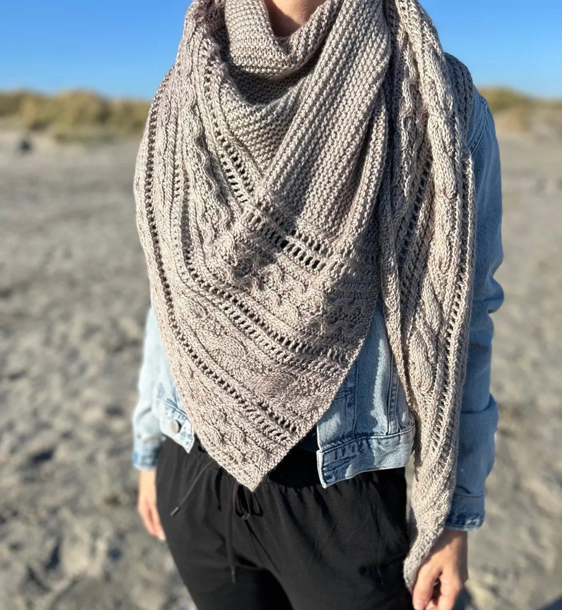 Asymmetrical Cable Shawl Knitting Pattern