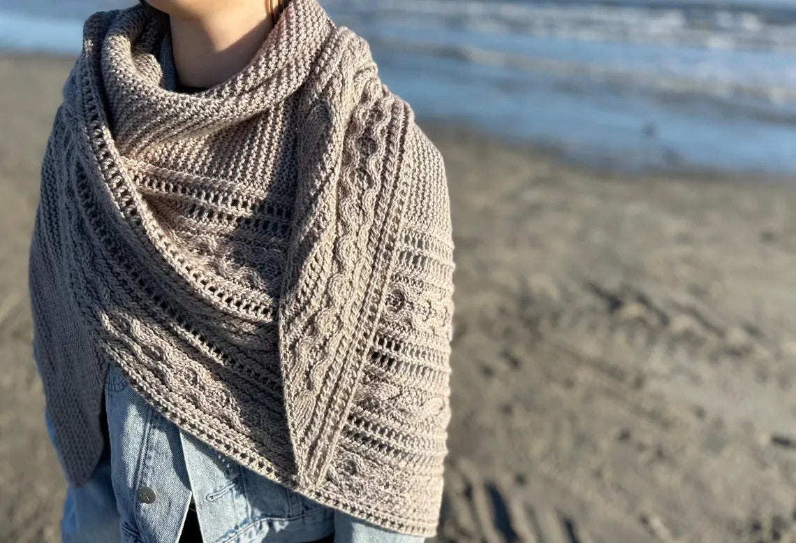 Asymmetrical Cable Shawl Knitting Pattern