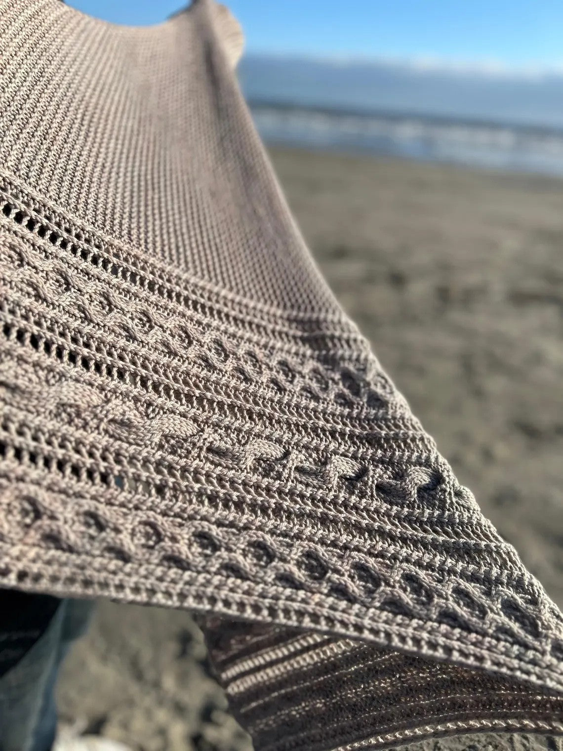Asymmetrical Cable Shawl Knitting Pattern
