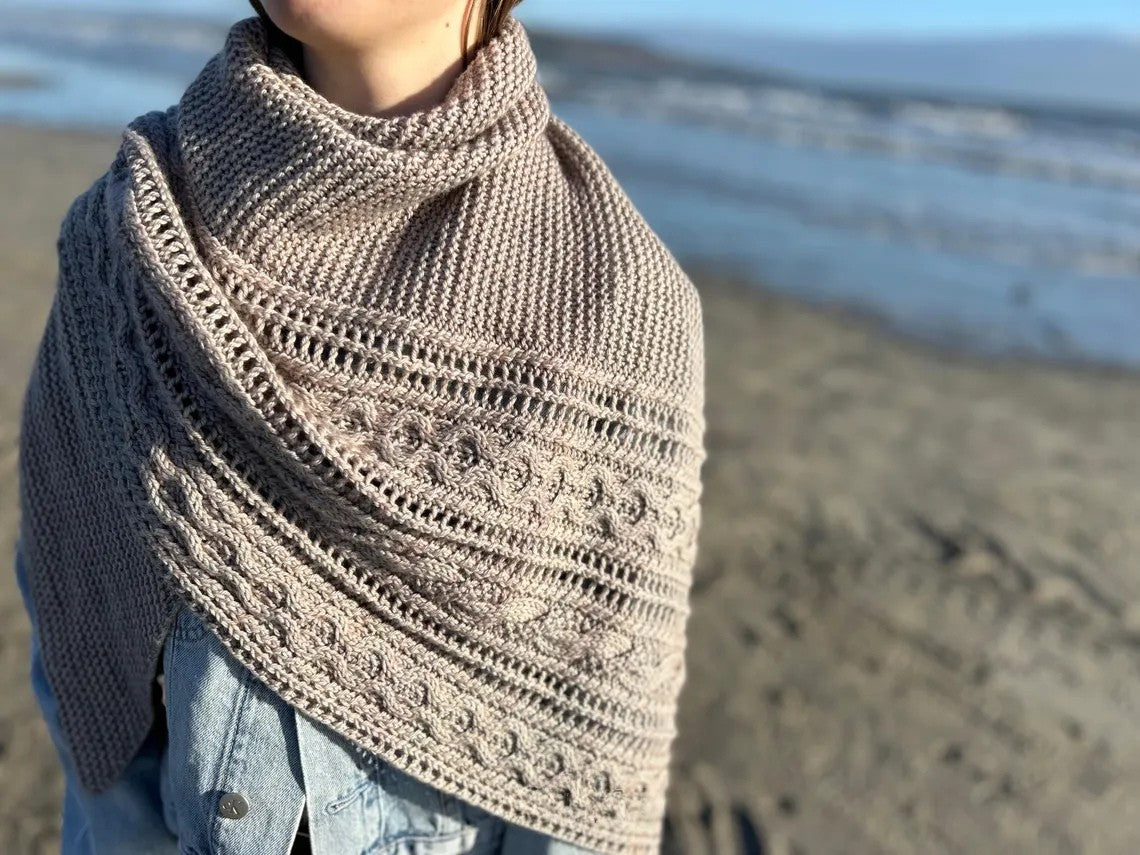 Asymmetrical Cable Shawl Knitting Pattern