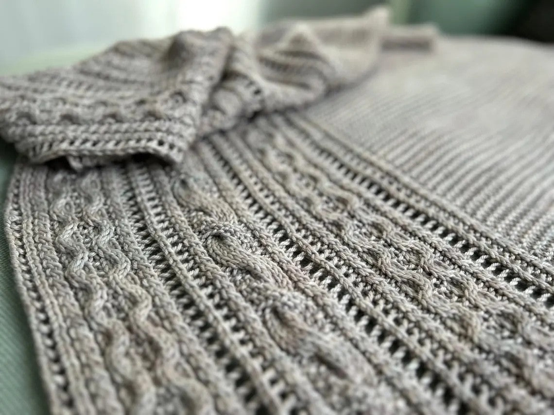 Asymmetrical Cable Shawl Knitting Pattern