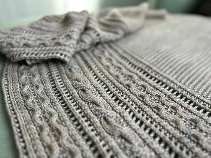 Asymmetrical Cable Shawl Knitting Pattern