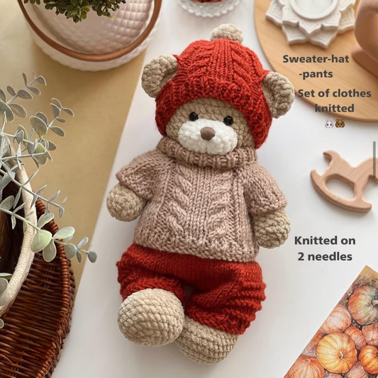 Sweet Crochet Bear with Knitted Clothes Set Pattern