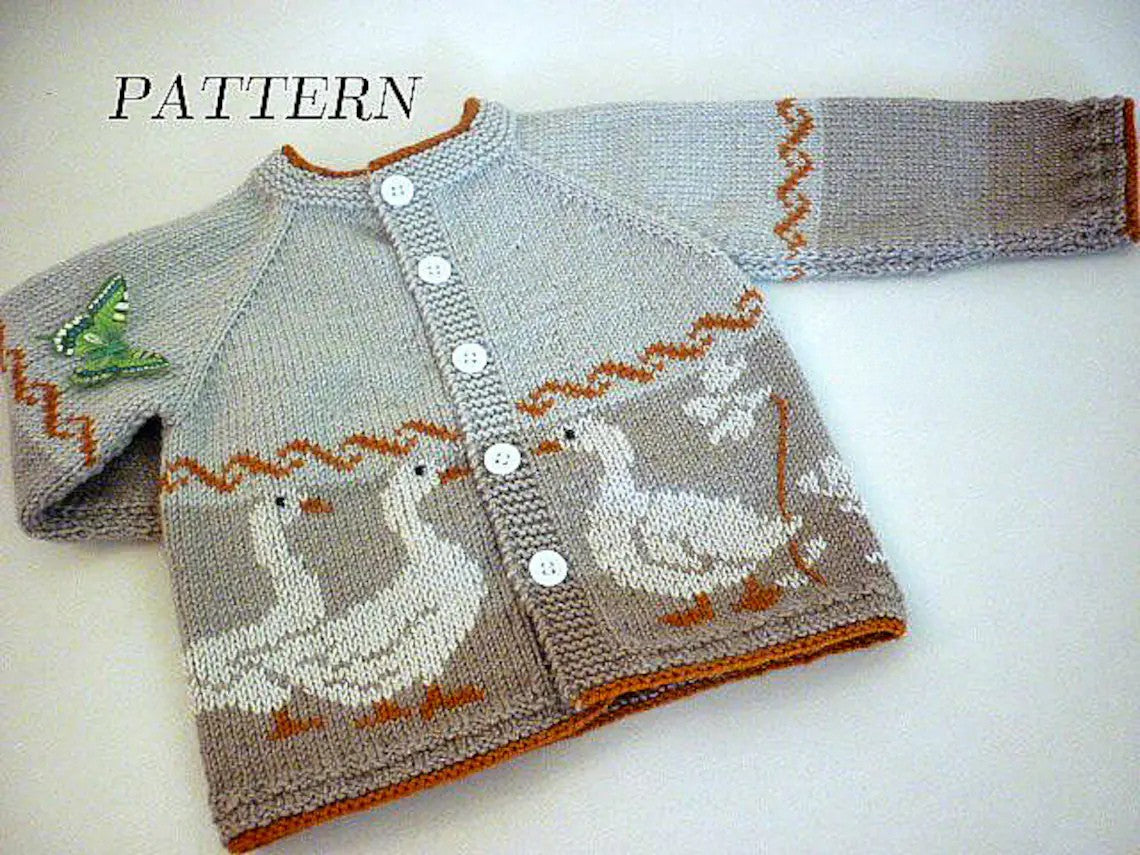 Geese-Inspired Baby Cardigan Knitting Pattern
