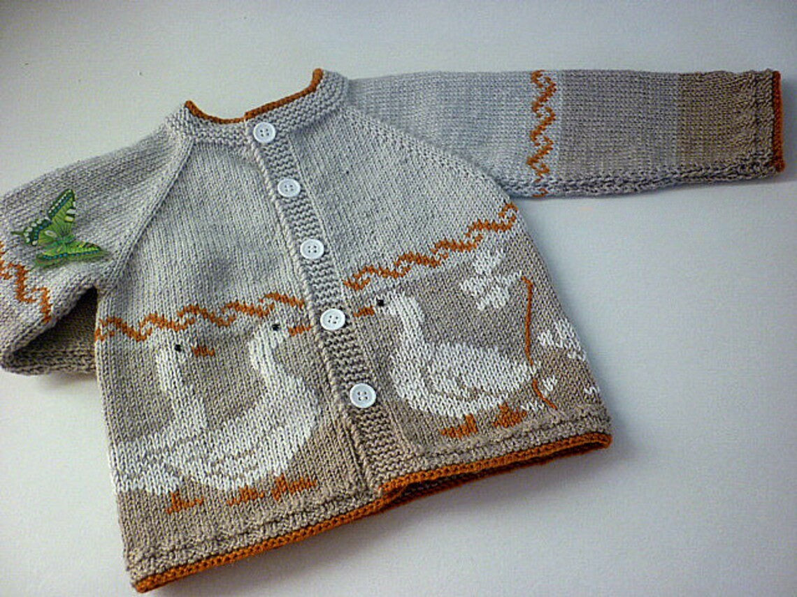 Geese-Inspired Baby Cardigan Knitting Pattern
