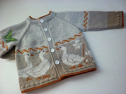 Geese-Inspired Baby Cardigan Knitting Pattern
