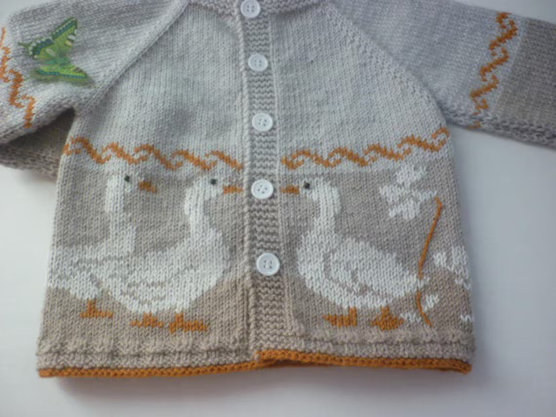 Geese-Inspired Baby Cardigan Knitting Pattern