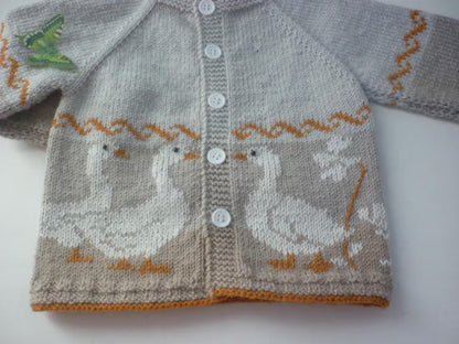 Geese-Inspired Baby Cardigan Knitting Pattern