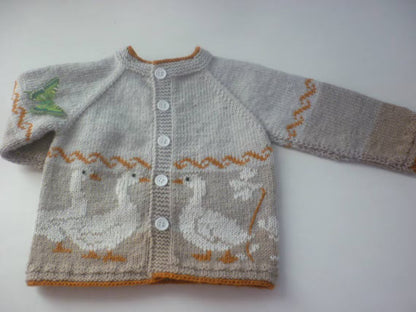 Geese-Inspired Baby Cardigan Knitting Pattern