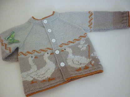 Geese-Inspired Baby Cardigan Knitting Pattern