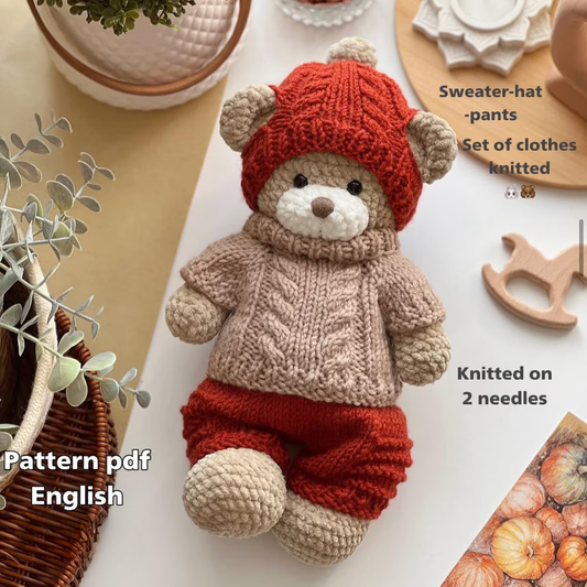 Candy Bear Knitted Clothes Set Pattern