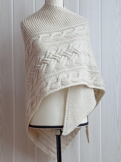 Becca Asymmetrical cables Shawl Knitting Pattern