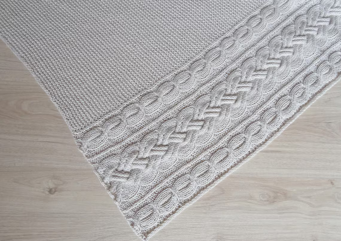Becca Asymmetrical cables Shawl Knitting Pattern