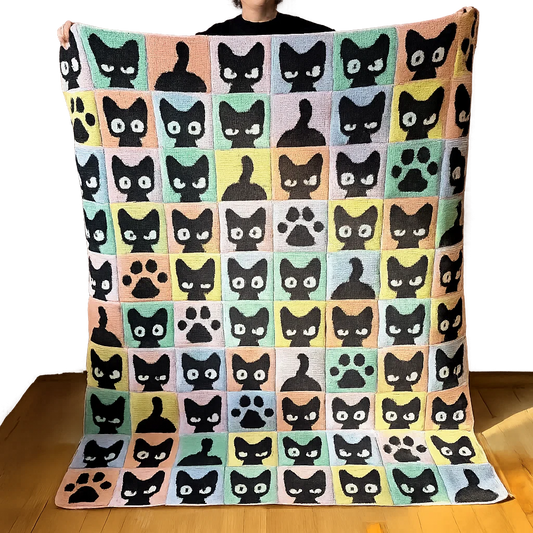 Cute Black Cat Blanket Crochet Pattern