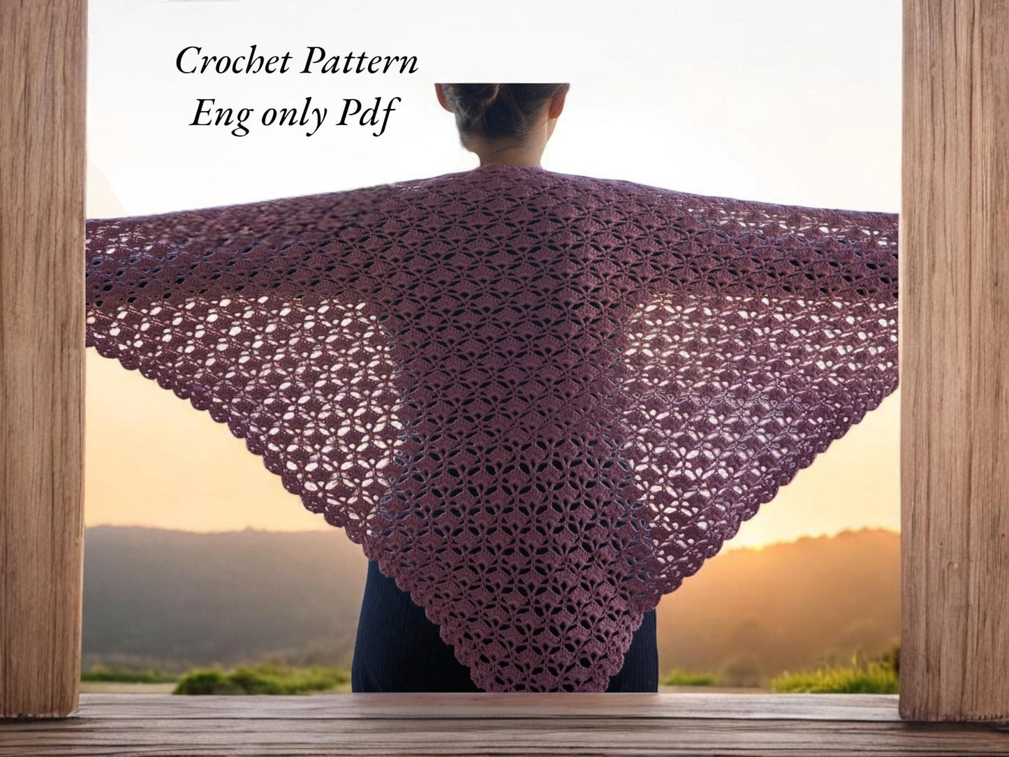 Easy Boho Lace Triangle Shawl Crochet Pattern