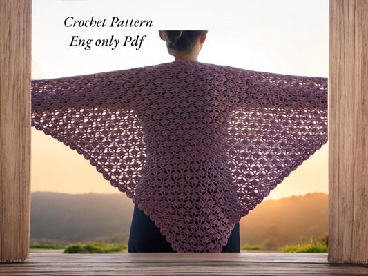 Easy Boho Lace Triangle Shawl Crochet Pattern