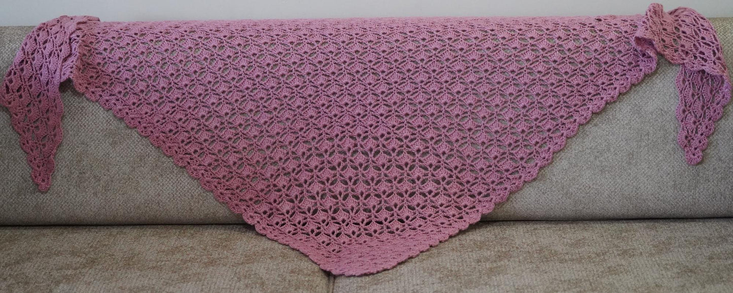 Easy Boho Lace Triangle Shawl Crochet Pattern