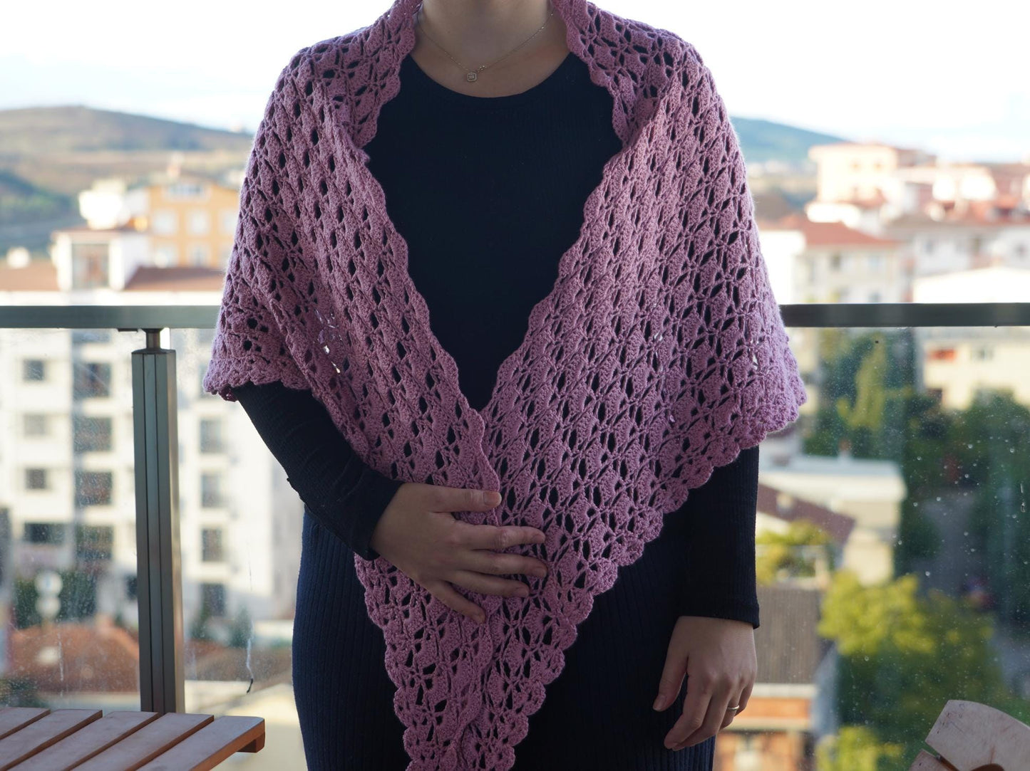 Easy Boho Lace Triangle Shawl Crochet Pattern