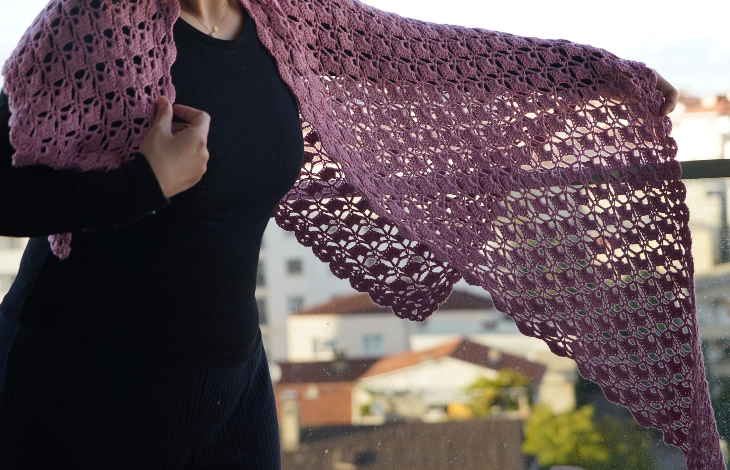Easy Boho Lace Triangle Shawl Crochet Pattern