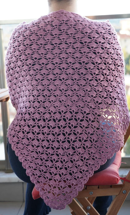Easy Boho Lace Triangle Shawl Crochet Pattern
