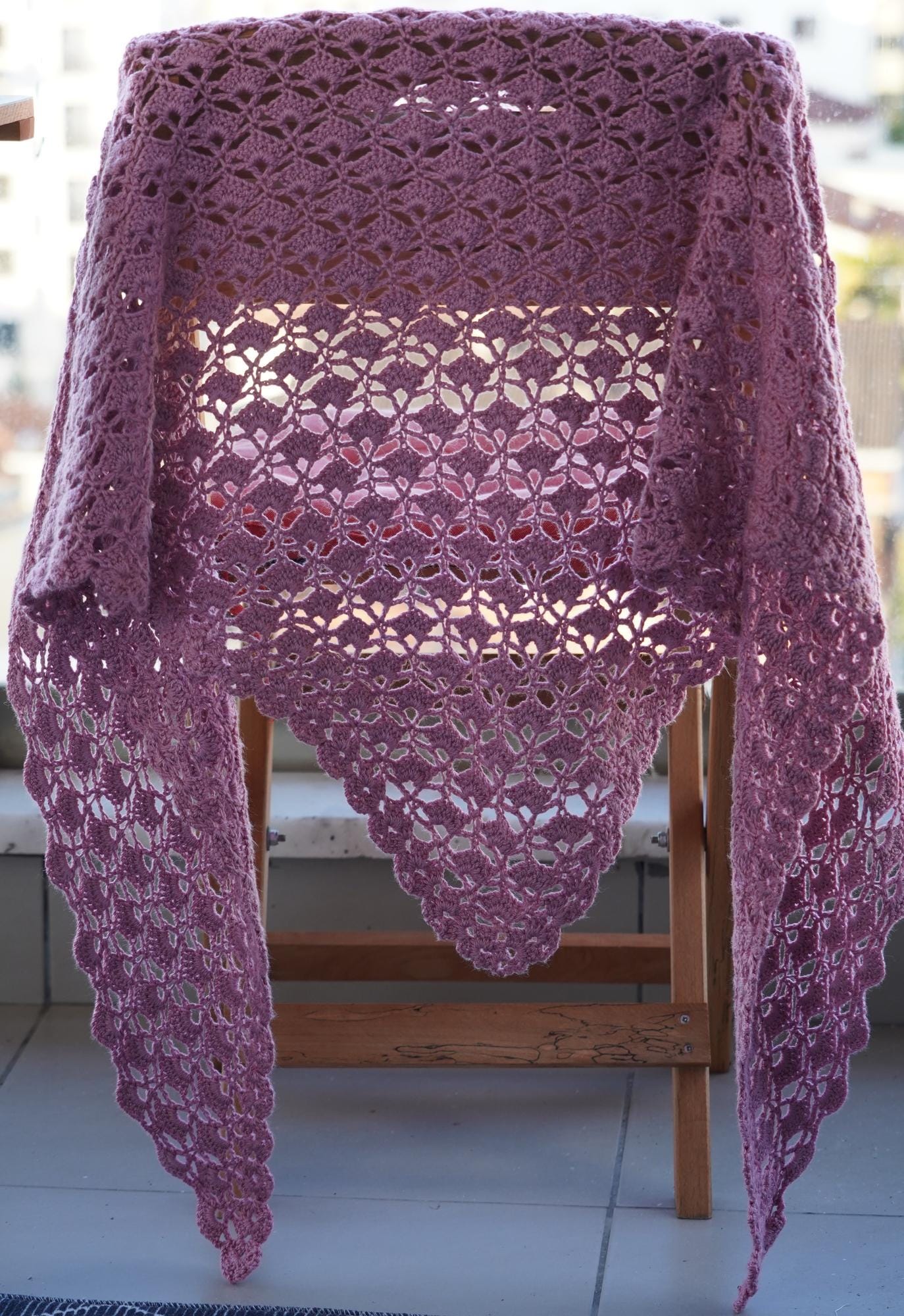 Easy Boho Lace Triangle Shawl Crochet Pattern