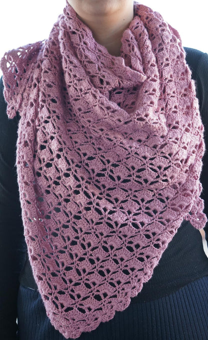 Easy Boho Lace Triangle Shawl Crochet Pattern