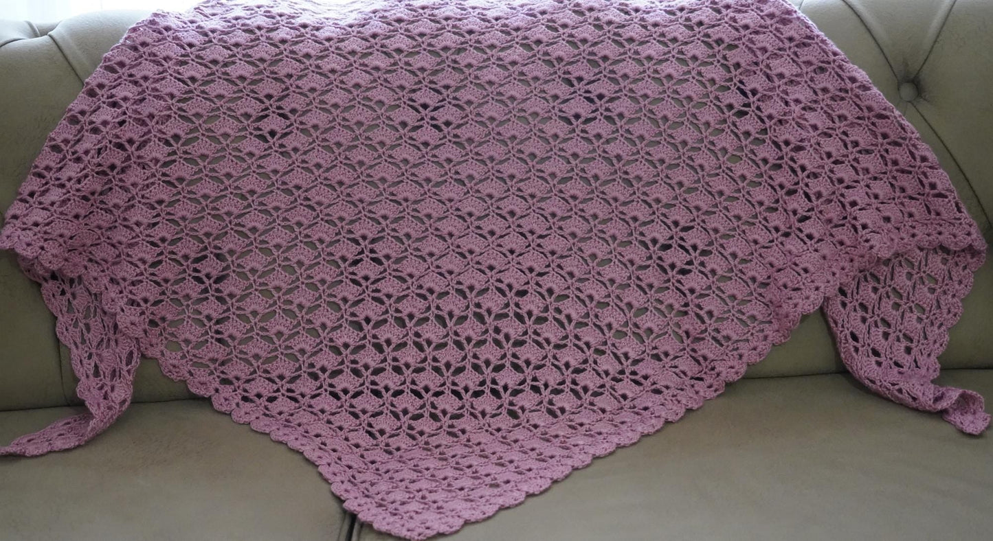 Easy Boho Lace Triangle Shawl Crochet Pattern